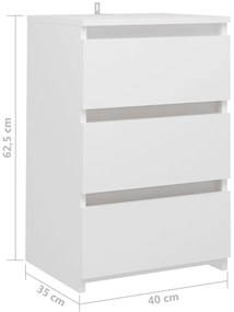 Mesa de cabeceira 40x35x62,5 cm derivados de madeira branco
