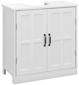 kleankin Móvel para Lavatório Pousar Armário para Casa de Banho com 2 Portas e Prateleira Interior Ajustável 60x30x60 cm Branco