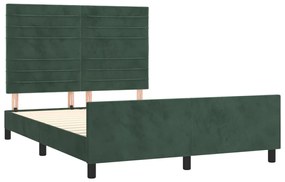 Estrutura de cama sem colchão 140x190 cm veludo verde-escuro