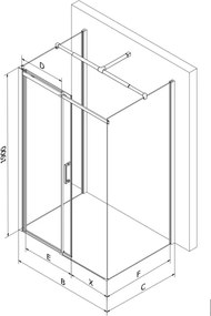 Mexen Omega-3S cabine de duche de 3 paredes, de correr 100x80 cm, transparente, cromado + base Flat - 825-100-080-01-00-3s-4010
