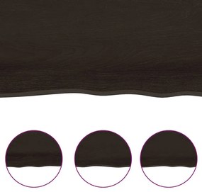 Tampo de mesa com bordas vivas maciço tratado castanho-escuro