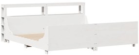 Cama sem colchão 200x200 cm madeira de pinho maciça branco