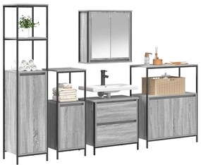 Conjunto de Móveis para a Casa de Banho 5 Peças vidaXL Cinza Sonoma em