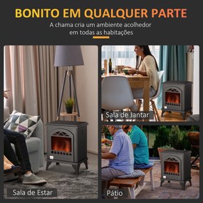 Lareira de Bioetanol 7000 BTU com Tanque de 1,2 L Tempo de Combustão 3H para Interiores 20-25 m² 41x25x54 cm Preto