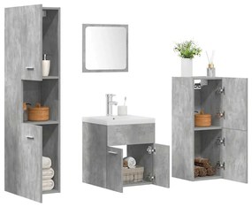 vidaXL 5 pcs conj. móveis casa banho derivados madeira cinza cimento