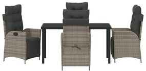Conjunto de Jantar de Jardim de 5 Peças em Rattan Sintético Cinza