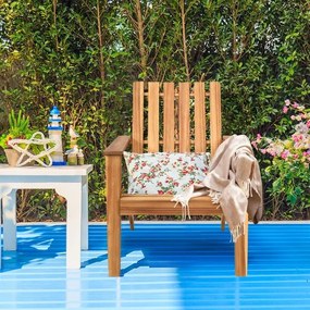 Cadeira de jardim ergonómica de madeira de acácia Adirondack com braços Jardim Piscina Terraço Piscina 69 x 73 x 85 cm Natural