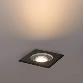 Refletor de aterramento externo quadrado preto ajustável IP65 - Delux Moderno