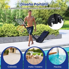 Cesto de basquetebol portátil para exterior Sistema de aro de basquetebol ajustável em altura de 100 a 305 cm com tabuleiro inquebrável preto