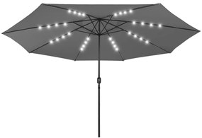 Guarda-sol de jardim com luzes LED 400 cm antracite