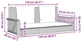 Banco baloiço com almofadões 119x56x48 cm vime PE bege