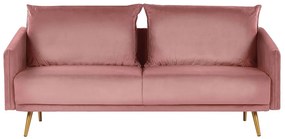 Sofá 3 lugares em veludo rosa MAURA Beliani