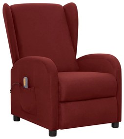 vidaXL Poltrona de massagens elétrica reclinável tecido vermelho tinto