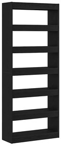 Armário de Livros/Divisor de Ambiente em Carvalho Preto 80x30x198 cm