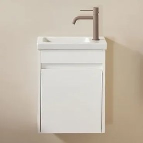 Conjunto De Móvel De Casa De Banho Em Madeira Com Lavatório Integrado Narek Branco & Sem Espelho & Castanho Moka ↑20 Cm - Sklum