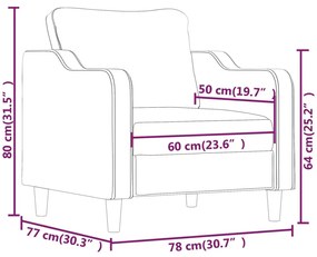 Poltrona Bianca - Em Tecido - Cor Cinza Escuro - 78x77x80 cm - Assento