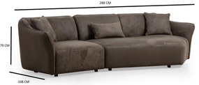 Sofá de Canto Mentis – Castanho – 288x108x79 cm