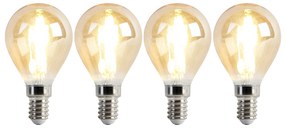 Conjunto de 4 lâmpadas LED reguláveis E14 P45 Dourado 3,5W 330lm 2100K