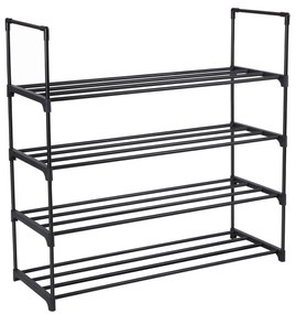 Estante metálica para sapatos com 4 prateleiras 92 x 30 x 73 cm preto