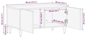 Mesa de centro 80x50x40 cm madeira de mangueira maciça