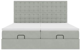 Estrutura cama otomana colchões 160x200cm veludo cinzento claro