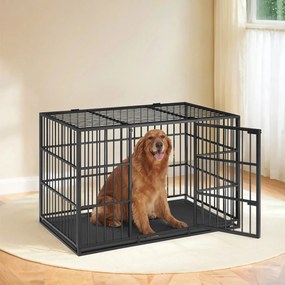 Gaiola para cães 122 x 75 x 80 cm com bandeja removível preto