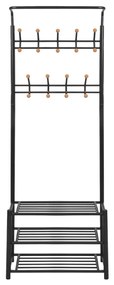 Suporte para roupas com sapateira 68x32x182,5 cm preto