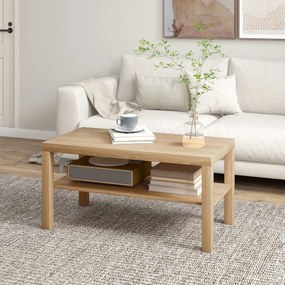 Mesa de Centro Moderna Mesa Auxiliar com Prateleira para Sala de Estar Escritório 90x45x44,5 cm Madeira