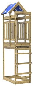 vidaXL Torre de Brincar Castanho Madeira Sólida Impregnada