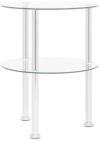 Mesa de apoio c/ duas prateleiras 38cm vidro temp. transparente