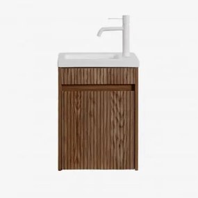 Conjunto De Móvel De Casa De Banho Em Madeira Com Lavatório Integrado Narek Madeira Escura & Sem Espelho & Branco ↑20 Cm - Sklum