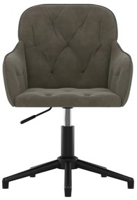 Cadeira de escritório giratória veludo cinzento-escuro
