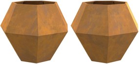 vidaXL Floreira 2 pcs Ferro Enferrujado 100 x 100 x 80 cm