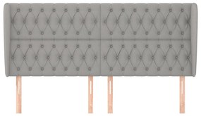 Cabeceira cama c/ abas tecido 183x23x118/128 cm cinzento-claro