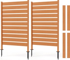 Conjunto de 2 Painéis de Privacidade para Jardim, 93 x 63,5 x 154,5 cm, Resistentes à Água e ao Sol, Castanho