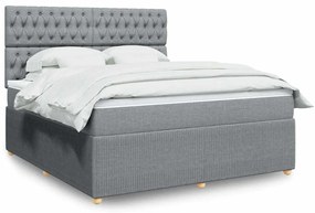 vidaXL Cama com molas/colchão 180x200 cm tecido cinzento-claro
