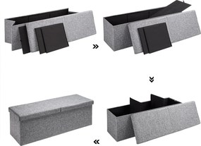 Banco com espaço de arrumação 115 x 38 x 38 cm Cinzento