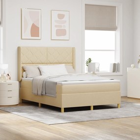 Cama Box com Colchão e LED Creme 140x190 cm em Tecido
