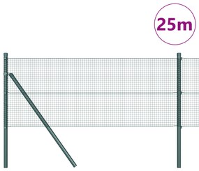Cerca de Arame Soldado com 13 Postes Verde 0.8x25 m Aço