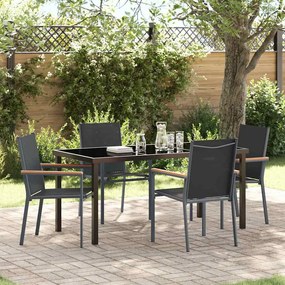 Conjunto de Jantar para Jardim 5 Peças Preto em Textilene e Aço