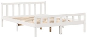 Cama com estante sem colchão 180x200 cm pinho maciço branco