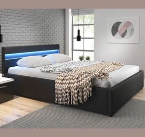 Cama Hidráulica com Arrumação "Adal" - Preto - 150x190cm - Design Mode