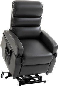 HOMCOM Poltrona para TV com ajuda de elevação, poltrona relax elétrica com controle remoto, apoio para pés, função reclinável, Cinza escuro | Aosom Portugal