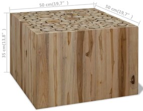 Mesa de centro em madeira de teca genuína 50x50x35 cm