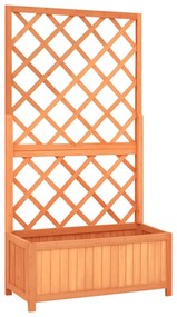 vidaXL Vaso com treliça para jardim 70x30x135 cm abeto maciço castanho