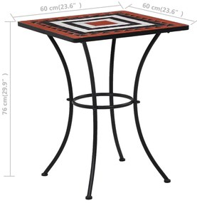 3pcs conjunto bistro mosaico azulejos cerâmica terracota/branco