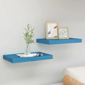 vidaXL Prateleiras de parede suspensas 2 pcs 40x23x3,8cm MDF azul