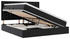 vidaXL Cama com arrumação e LED Preto 180 x 200 cm Couro Sintético