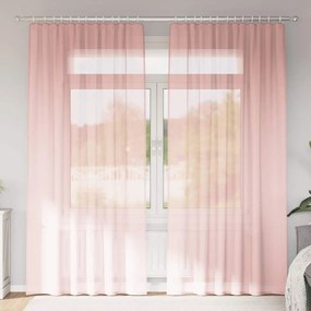 Cortinas de voile com bolsos para varão 2 pcs rosa