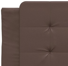 Estrutura cama c/ cabeceira couro artificial 90x190 cm castanho